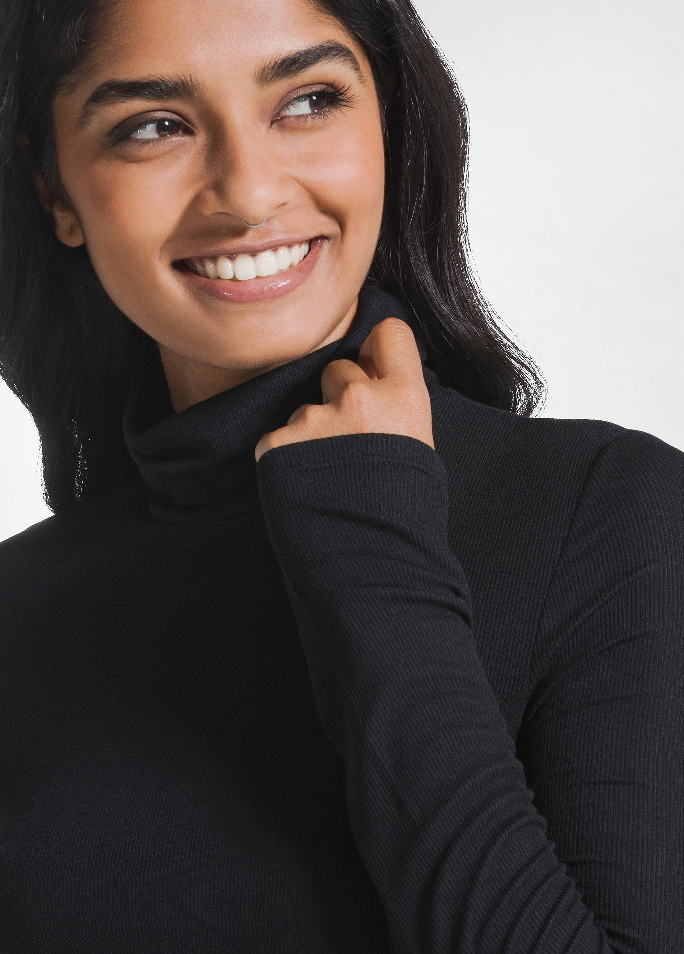 BLACK CASHMERE BLEND TURTLENECK LONG SLEEVE T-SHIRT DEHA