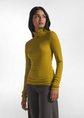 LONG SLEEVE T-SHIRT WITH TURTLENECK IN GREEN CASHMERE BLEND - HERGESTELLT IN ITALIEN | DEHA