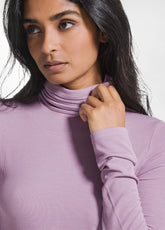 PURPLE CASHMERE BLEND TURTLENECK LONG SLEEVE T-SHIRT - HERGESTELLT IN ITALIEN | DEHA
