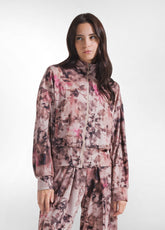 TUTA FELPA CON ZIP E PANTALONE IN FELPA LEGGERA STAMPATA FLOREALE ROSA - | DEHA