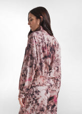 TUTA FELPA CON ZIP E PANTALONE IN FELPA LEGGERA STAMPATA FLOREALE ROSA - | DEHA