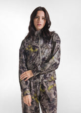 TUTA FELPA CON ZIP E PANTALONE JOGGER CON STAMPA FLOREAL MARRONE - | DEHA