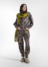 TUTA FELPA CON ZIP E PANTALONE JOGGER CON STAMPA FLOREAL MARRONE - Comfort Sets | DEHA