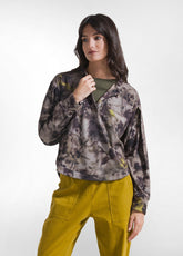 SWEATSHIRT MIT FAKE-V-AUSSCHNITT UND BLUMENPRINT - - Freizeitkleidung | DEHA