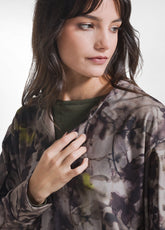 FELPA FALSO COLLO A V CON STAMPA FLOREALE MARRONE - FANGO RAMAGE | DEHA