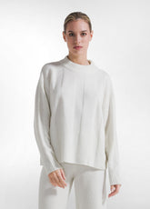 RUNDHALSPULLOVER AUS LUREX-WOLLE - WEISS - Freizeitkleidung | DEHA