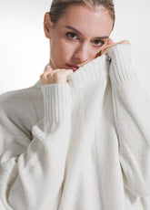 MAGLIA IN LANA GIROCOLLO IN LUREX BIANCO - MILK WHITE | DEHA