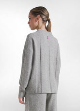 CREW NECK SWEATER IN LUREX WOOL - GREY - GREY MELANGE | DEHA