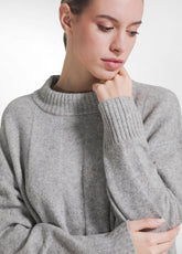 CREW NECK SWEATER IN LUREX WOOL - GREY - GREY MELANGE | DEHA