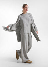CREW NECK SWEATER IN LUREX WOOL - GREY - GREY MELANGE | DEHA