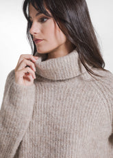 MAGLIA IN MISTO LANA DI ALPACA A COLLO ALTO BIANCO - SALT WHITE | DEHA