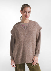 GILET IN MISTO LANA DI ALPACA BEIGE - BEIGE | DEHA