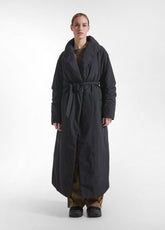 BLACK NYLON LONG COAT - BLACK | DEHA