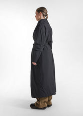 BLACK NYLON LONG COAT - BLACK | DEHA