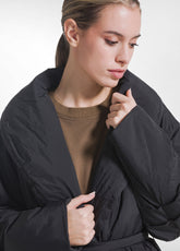 BLACK NYLON LONG COAT - BLACK | DEHA