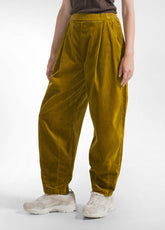 PANTALONE BALLOON IN VELLUTO STRETCH VERDE - MUSTARD GREEN | DEHA