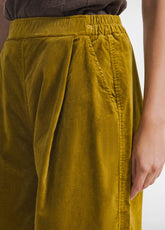 PANTALONE BALLOON IN VELLUTO STRETCH VERDE - MUSTARD GREEN | DEHA