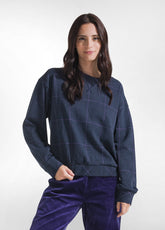 BLUE JACQUARD SWEATSHIRT TRACKSUIT AND BROWN RIBBED STRETCH COTTON TROUSERS - | DEHA