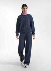 BLUE JACQUARD SWEATSHIRT TRACKSUIT AND BROWN RIBBED STRETCH COTTON TROUSERS - Active Sets & Tracksuits | DEHA
