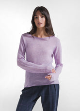 PURPLE BOAT NECK ALPACA WOOL BLEND SWEATER - Tops & T-Shirts | DEHA