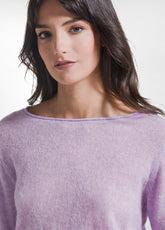 PURPLE BOAT NECK ALPACA WOOL BLEND SWEATER - BRIGHT VIOLET | DEHA