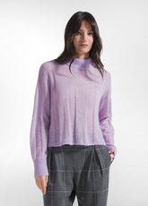 PURPLE TURTLENECK ALPACA WOOL BLEND SWEATER - BRIGHT VIOLET | DEHA