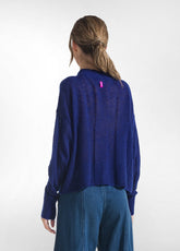 BLUE TURTLENECK ALPACA WOOL BLEND SWEATER - DEEP PURPLE BLUE | DEHA