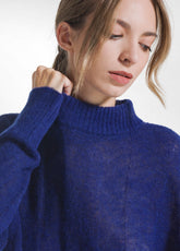 BLUE TURTLENECK ALPACA WOOL BLEND SWEATER - DEEP PURPLE BLUE | DEHA