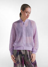CARDIGAN IN MISTO LANA DI ALPACA CON ZIP VIOLA | DEHA