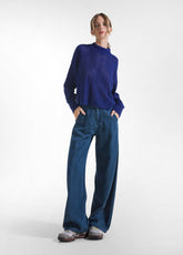 BLUE DENIM WIDE TROUSERS - Pants | DEHA