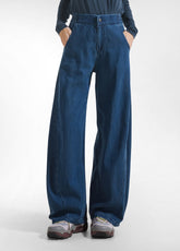 BLUE DENIM WIDE TROUSERS - LIGHT DENIM | DEHA