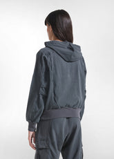 FELPA CON ZIP E CAPPUCCIO GRIGIO - LEAD | DEHA