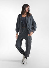 FELPA CON ZIP E CAPPUCCIO GRIGIO - LEAD | DEHA