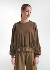 TUTA FELPA GIROCOLLO CLASSICA E PANTALONE PALAZZO MARRONE - | DEHA