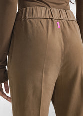 STRAIGHT TROUSERS WITH BROWN TURN-UP - KAKI BROWN | DEHA