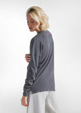 BLACK COTTON FADE EFFECT LONG SLEEVE T-SHIRT - BLACK | DEHA