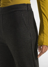 BLACK PINSTRIPE CIGARETTE PANTS - BLACK | DEHA