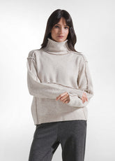 WHITE WOOL BLEND HIGH NECK SWEATER - SALT WHITE | DEHA