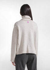 MAGLIONE A COLLO ALTO IN MISTO LANA BIANCO - SALT WHITE | DEHA