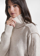 MAGLIONE A COLLO ALTO IN MISTO LANA BIANCO - SALT WHITE | DEHA