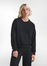 FELPA GIROCOLLO IN JACQUARD SPINA DI PESCE NERO - BLACK | DEHA