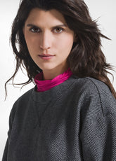 CREW NECK SWEATSHIRT IN JACQUARD HERRINGBONE GREY - HERRINGBONE GREY | DEHA