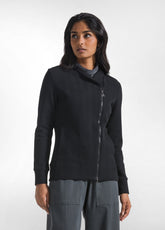 GIACCA BIKER IN JACQUARD SPINA DI PESCE NERO - BLACK | DEHA