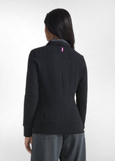 GIACCA BIKER IN JACQUARD SPINA DI PESCE NERO - BLACK | DEHA