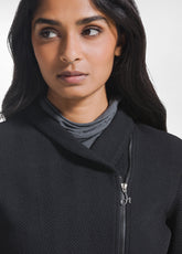 GIACCA BIKER IN JACQUARD SPINA DI PESCE NERO - BLACK | DEHA