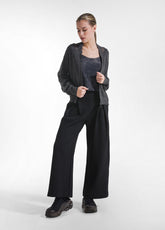 WIDE-LEG TROUSERS IN HERRINGBONE JACQUARD - BLACK - BLACK Addiction | DEHA