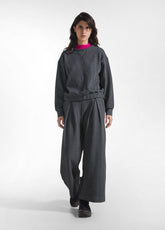 TUTA FELPA GIROCOLLO E PANTALONE AMPIO IN JACQUARD SPINA DI PESCE GRIGIO - Comfort Sets | DEHA