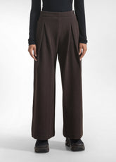 BROWN HERRINGBONE JACQUARD WIDE TROUSERS - HERRINGBONE BROWN | DEHA