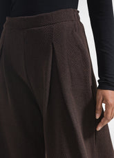 BROWN HERRINGBONE JACQUARD WIDE TROUSERS - HERRINGBONE BROWN | DEHA