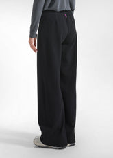 PANTALONE PALAZZO IN JACQUARD SPINA DI PESCE NERO - BLACK | DEHA